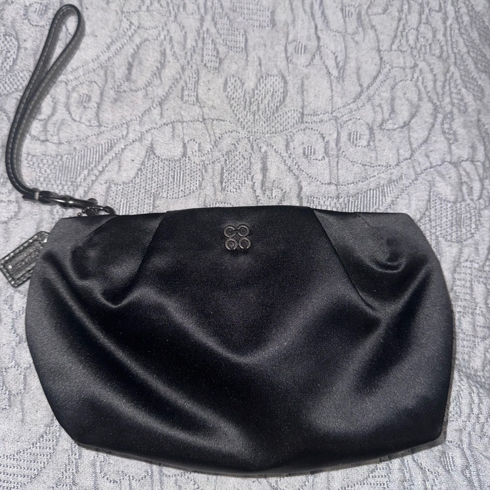 Coach Satin Clutch Wristlet Black